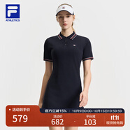 FILA 斐樂官方女裝連衣裙2025夏新款網(wǎng)球運動簡約基礎(chǔ)翻領(lǐng)修身連身裙 RD寶藍(lán)-NV L 170/88A/L