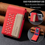 中掌柜適用手機Magsafe磁吸卡包蘋(píng)果17彈卡支架多卡槽功能iPhone11身份證公交卡/12/13/14/15promax翻蓋 紅色彈卡功能可插卡支架-K30款 iPhoneSE4