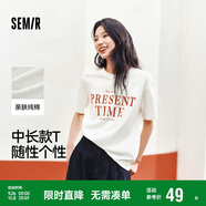 森馬短袖t恤女中長(zhǎng)款純棉休閑風(fēng)夏季寬松字母套頭衫101324100004