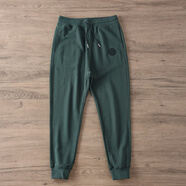 AK美國潮牌休閑褲男舒適毛圈棉字母刺繡褲子男彈力修身百搭小腳褲男 墨綠色 2XL 建議165-190斤