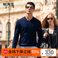 布先生佟大為明星同款春秋可機(jī)洗毛T羊毛衫男士毛衣純色針織打底衫 【V·領(lǐng)】深海藍(lán) 2XL /185