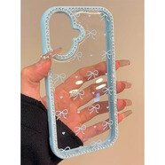 捷思碼日韓ins少女蝴蝶結適用于17promax手機殼15新款16鑲鉆框14pro個(gè)性15promax全包防摔蘋(píng)果13pro保護 藍鑲鉆閃粉蝴蝶結 iPhone 17