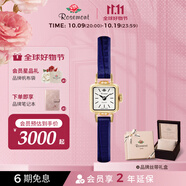 Rosemont瑞士原裝進(jìn)口復(fù)古小方糖小巧精致輕奢石英玫瑰手表女禮物送女友 【金色】藍(lán)色皮帶