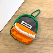 韓美信（KORMAEX）迷你小書(shū)包可愛(ài)零錢(qián)包帶手提繩收納包手機掛繩短款撞色多巴胺旅游出行適用手機殼耳機套鑰匙扣潮新 【綠橙小書(shū)包】+綠色D扣