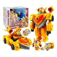 奧迪雙鉆（AULDEY）超能裝備陀螺車(chē)超級飛俠發(fā)射裝備車(chē)新款男孩戰斗互動(dòng)親子玩具套裝 超能裝備變形機器人金小子770352