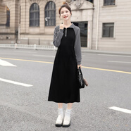 絲柏舍撞色翻領(lǐng)連衣裙女2025秋裝新款時(shí)尚簡(jiǎn)約拼接顯瘦衛衣裙