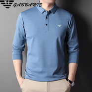 EmporioArmani阿瑪尼品牌桑蠶絲長袖t恤男圓領(lǐng)春秋季裝體恤絲光棉男士打底衫 翻領(lǐng)藍(lán)色3913 3XL 190