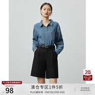 自巧小個(gè)子英倫學(xué)院風(fēng)百慕大短褲女秋冬新款高腰休閑直筒褲子 星空黑 M (153-155cm左右參考)
