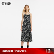 歌莉婭連衣裙女春季新款設計感黑白印花吊帶裙氣質長裙1C2R4K640 83D黑底印花 XS