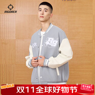 準(zhǔn)者棒球服外套男女春夏美式復(fù)古PU皮袖刺繡潮流百搭寬松運(yùn)動(dòng)夾克開衫 灰藍(lán) 4XL (195)