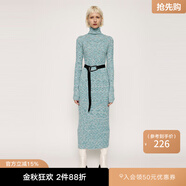 moussy&sly冬季新品歐美風(fēng)修身高領(lǐng)包臀針織連衣裙女030FAY73-5530 混合藍色117 均碼