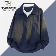 啄木鳥(niǎo)運動(dòng)休閑舒適套裝男女同款百搭時(shí)尚打底衫情侶寬松直筒褲上衣一套 W2232藏青【上衣】 M 建議90-115斤