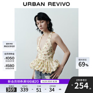 UR2025秋季新款女裝法式碎花掛脖系帶花苞吊帶衫UWG250176 米白印花 S