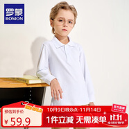 羅蒙兒童白色長袖polo衫男女童T恤打底衫學生班服校園服飾  白色 140