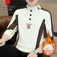 皮爾卡丹（pierre cardin）半高領(lǐng)奧粒絨衛衣男士2025新款秋冬季加絨加厚打底衫內搭長(cháng)袖T恤 839衛衣-米白色 加絨 L