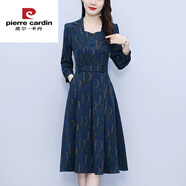 皮爾卡丹（pierre cardin）品牌高端碎花連衣裙子女裝早春秋2025年新款長(zhǎng)袖氣質(zhì)大擺長(zhǎng)裙 圖片色 今年流行的輕奢品牌 M 85-105