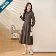 ARMANI EXCHANGE法式通勤風(fēng)襯衫連衣裙女2025秋季新款修身顯瘦中長(cháng)款長(cháng)袖連衣裙 咖啡色 M (95斤-105斤)