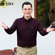 寶財羊爸爸裝春秋季長袖t恤男商務(wù)休閑polo衫中老年人男裝本命年上衣服