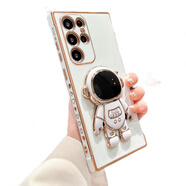 旭杉斯適用于GalaxyS25 Edge宇航員支架手機殼6D電鍍S24 UItra側邊打圖三星A56護眼全包A16精孔防摔S23FE 白 三星Galaxy S21 FE