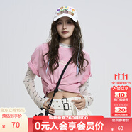 KAMA卡瑪時(shí)尚暈染短袖T恤2025新款春夏男女復(fù)古印花百搭情侶體恤 粉色 XL