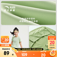 安踏兒童套裝女童裝2025年夏季涼感透氣速干運(yùn)動(dòng)套裝短T+裙褲兩件套 斯特綠/灰豆綠-3 110 cm