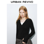 UR2025秋季新款女裝潮流運動(dòng)風(fēng)連帽拉鏈修身T恤UWJ450145