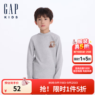 Gap【大小童同款】男童半高領(lǐng)646048打底衫兒童上衣 灰色 120cm(6-7歲) 亞洲尺碼