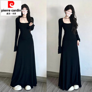 皮爾卡丹感黑色長(cháng)袖連衣裙女氣質(zhì)配大衣內搭長(cháng)裙子深秋初冬季2025新款 黑色版釣系約會(huì )裙/感/秋冬打底/內搭/修身/收腰/韓系清 S 40/45kg 【送運費險/退換無(wú)憂(yōu)/現貨速發(fā)