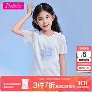 笛莎（DEESHA）童裝女童印花T恤2025夏新款兒童時(shí)尚可愛打底衫短袖T恤女大童上衣 晴空藍(lán) 130