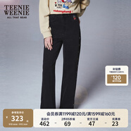 Teenie Weenie小熊&吾空空聯(lián)名早春時尚學(xué)院風(fēng)休閑高腰直筒褲牛仔褲長褲女 黑色 M (165)