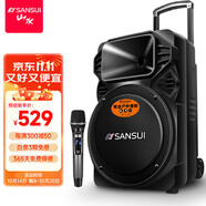 山水（SANSUI）A12-66 12吋廣場舞音響 戶外音響卡拉ok重低音藍牙音響 便攜式K歌移動舞臺拉桿音箱大功率擴音器 豪華版（12寸重低音+單麥）