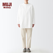 無印良品（MUJI）男女通用棉水洗牛津中長套頭襯衫無性別男款女款長袖休閑百搭襯衫 白色 XXS-XS