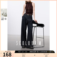 三彩2025秋款不易掉色系列原色牛仔褲明線中腰寬松闊腿褲M 深海藍(lán) S 155/64A