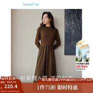茵曼（INMAN）2025秋冬女裝新款燈芯絨連衣裙新品長(zhǎng)袖休閑針織禮服中長(zhǎng)裙子 咖啡色 M