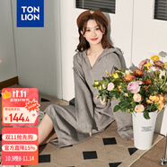 唐獅（TonLion）2023連帽打底連衣裙女針織裙內(nèi)搭打底長裙 淺麻灰 S 
