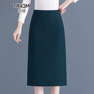 唐謎毛呢西裝半身裙女秋冬2025新款高腰通勤包臀裙中長(cháng)款后開(kāi)叉一步裙 西裝面料-綠色-長(cháng)款70CM起 L (28) 【105-115斤】