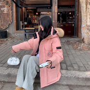 LUCK SWAN GODSE極寒羽絨服男中長(cháng)款派克服女士戶(hù)外運動(dòng)工裝大衣加厚保暖棉服外套 粉紅色-加拿大08遠征大鵝風(fēng)格 M 【建議體重：90-105斤】-情侶同款
