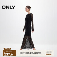 ONLY2025秋季新款甜美優(yōu)雅鉤花蕾絲長袖長裙連衣裙女|125161006 H1Z 黑色 L