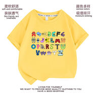 字母表愛(ài)字母表傳奇兒童服裝兒童t恤短袖棉休閑上衣的男孩和女孩 黃色 100 cm