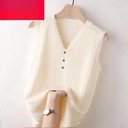啄木鳥(niǎo)2025夏季寬松針織無(wú)袖吊帶背心女蕾絲邊寬松外穿內搭打底背心 杏色 XL 碼【115-130斤】