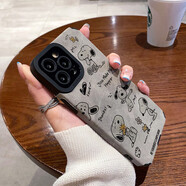 班藍 適用蘋(píng)果8PLUS手機殼男IPHONE7PLUS女保護套SE3涂鴉繪畫(huà)卡通瞳眼皮紋小眾全包鏡頭防摔外殼 羊巴灰-SX努比小狗 蘋(píng)果8PLUS