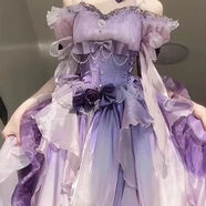 漸變紫前短后長(cháng)禮服lolita連衣裙洋裝花嫁洛麗塔仙女長(cháng)裙公主裙女 漸變紫 沒(méi)有脖圈 M
