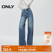 ONLY秋季休閑百搭松弛感高腰直筒牛仔褲女|124332043 J33 350水洗牛仔藍 S (160) 64A