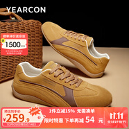 意爾康男鞋 板鞋男2025秋季新款休閑運(yùn)動男士德訓(xùn)鞋輕便薄底復(fù)古赤足鞋 土黃 44