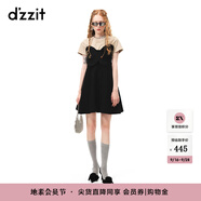 DZZIT地素夏季新款甜酷少女假兩件繡花工藝蝴蝶連衣裙3H2O4561A 黑色 M