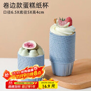 杰凱諾（Jekero）防油紙卷口杯 100個家用小蛋糕紙杯馬芬杯托烘焙模具（藍色）