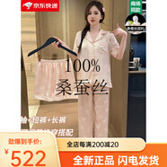 創(chuàng  )意女郎真絲睡衣100%桑蠶絲女士高檔三件套XY三件套822(粉粉色)M(80-105斤) 均碼