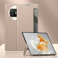 vivo【品質(zhì)原裝】適用于vivo手機殼vivoXFold+真皮保護套翻蓋式皮套鏡 香檳金(收藏送膜) vivo_x_fold5