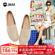 快樂瑪麗（J&M）帆布鞋男2025年春夏季新款透氣百搭平底休閑老北京布鞋一腳蹬鞋子 灰色 42 260mm