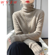 WVZW大堆堆領(lǐng)長(cháng)袖女毛衣2024冬季新款高領(lǐng)內搭加厚毛衫百搭打底衫 駝色 M